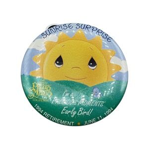 Precious Moments Sunrise Surprise Button Pin 1994 Early Bird June 11 1994